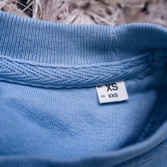 LOVEHEARTS Fries, Hummus & Garlic Bread Light Blue Retro Embroidered Sweater - Picture 5 of 11